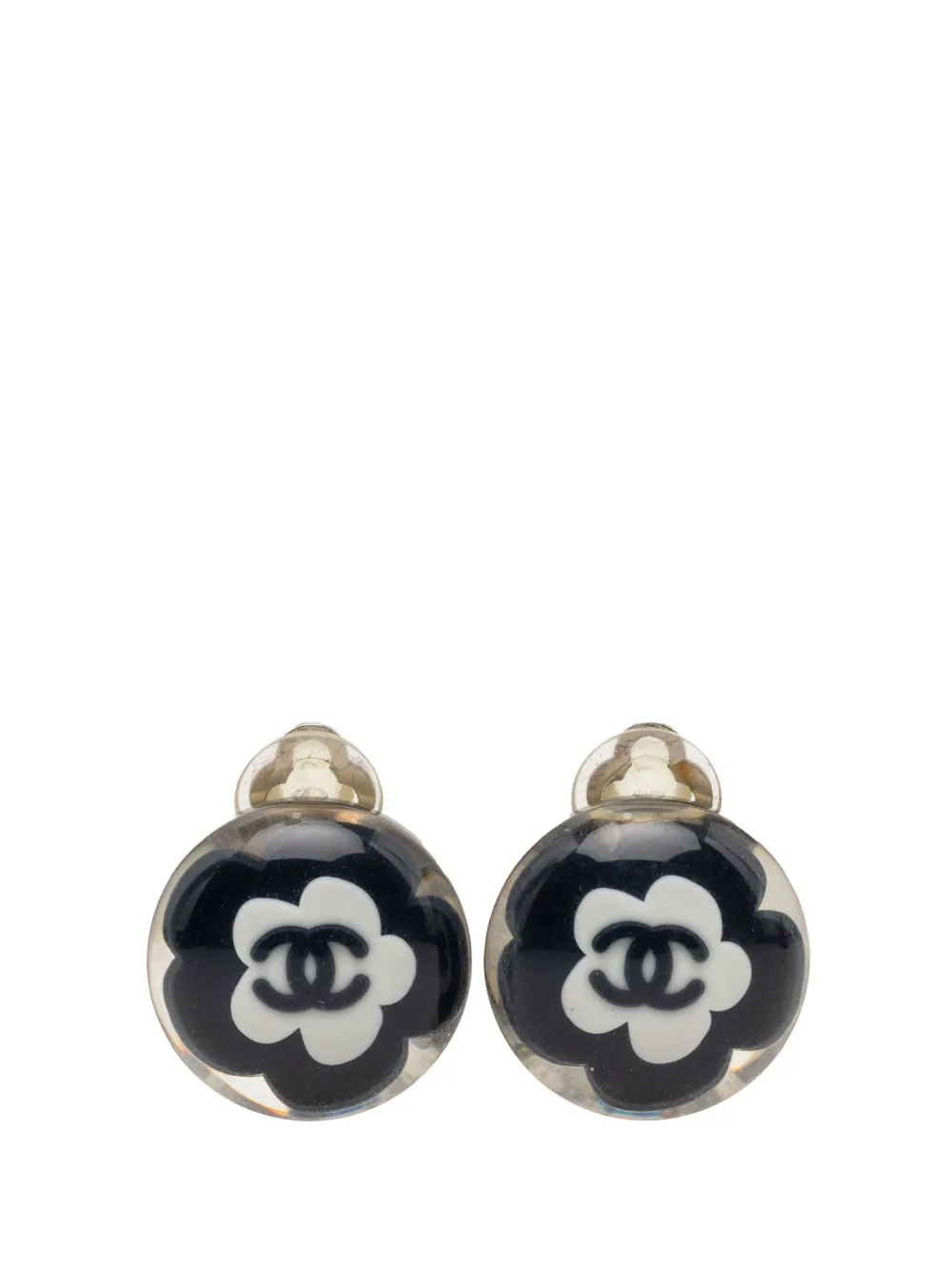CHANEL Pre-Owned 2004 CC Resin Flower Clip On Earrings costume earrings - Schwarz