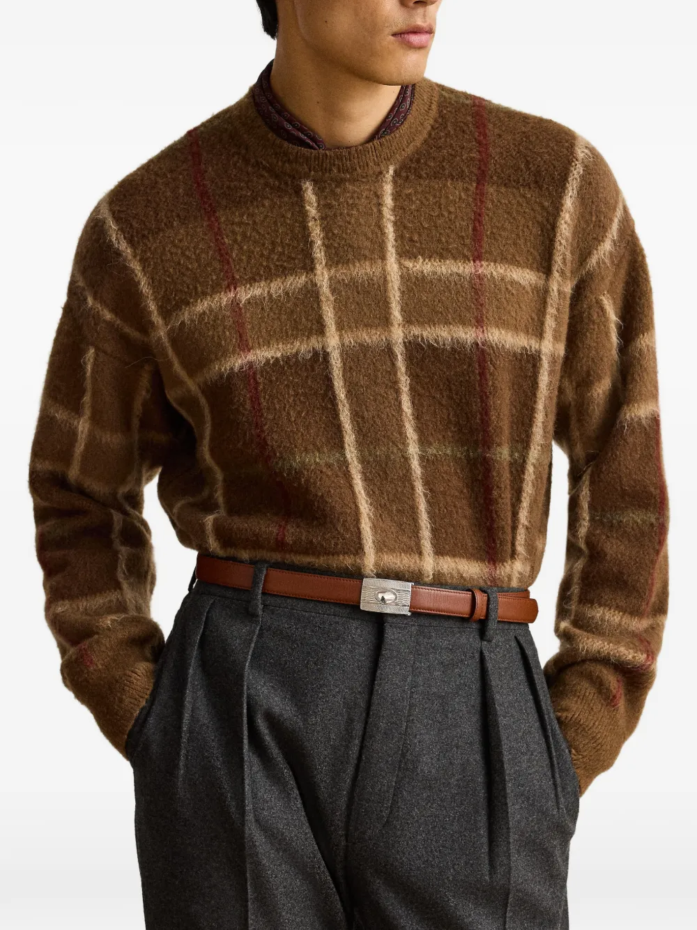Ralph Lauren Purple Label Geruite trui Bruin