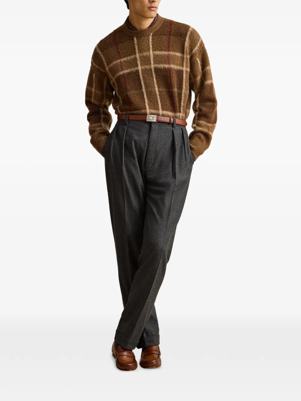 Ralph Lauren Purple Label Geruite trui Bruin