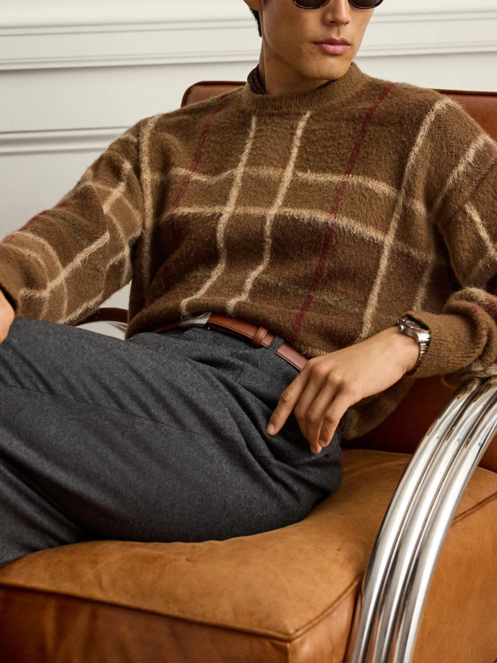 Ralph Lauren Purple Label Geruite trui Bruin