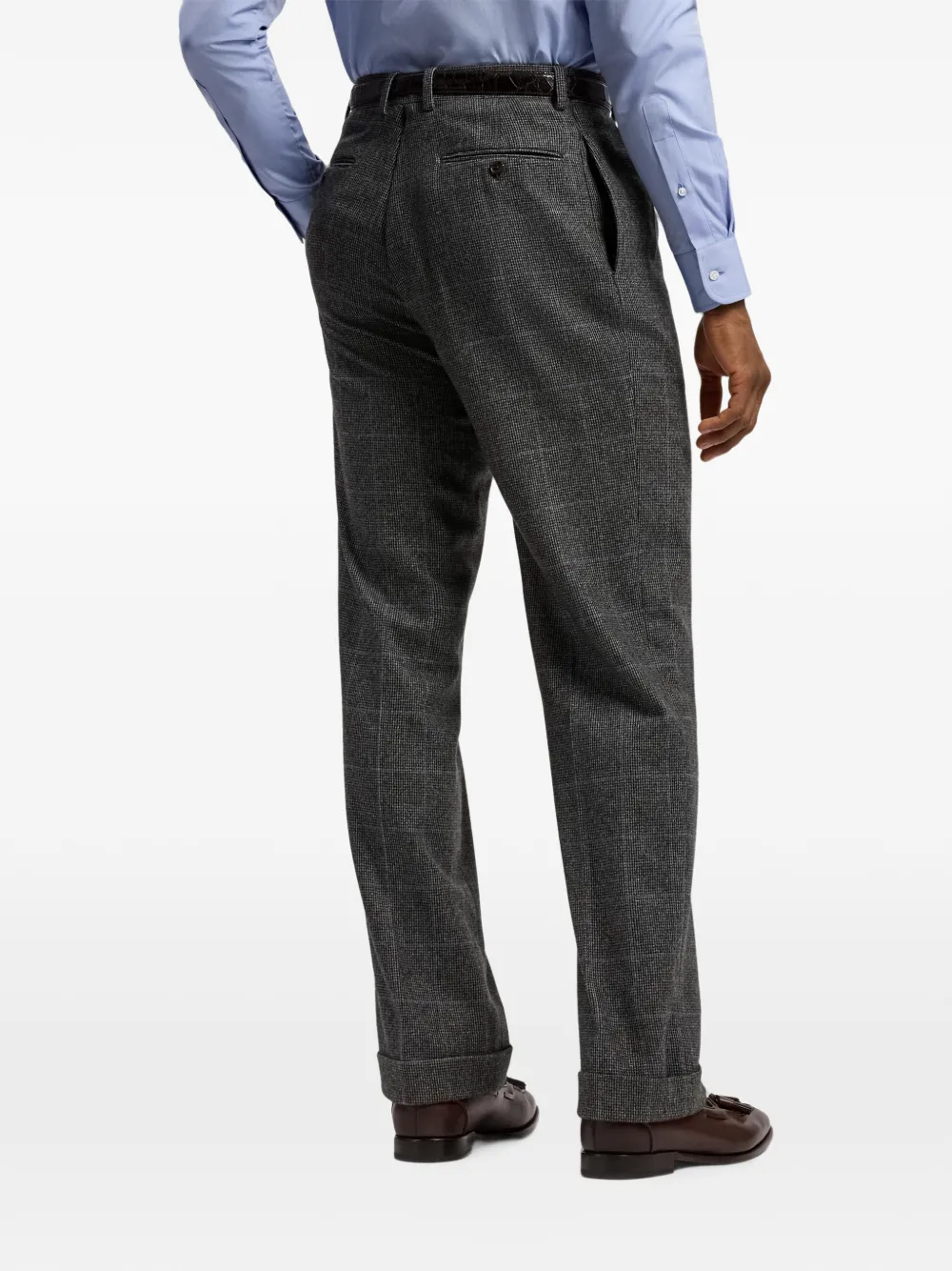 Ralph Lauren Purple Label Glenn geruite wollen plooibroek Grijs