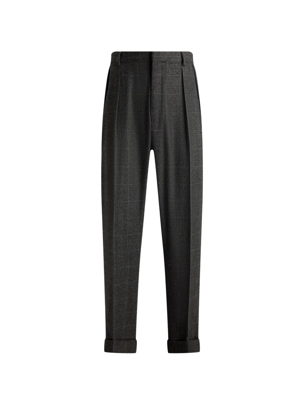 Ralph Lauren Purple Label pantalon plissé Glenn à carreaux en laine - Gris