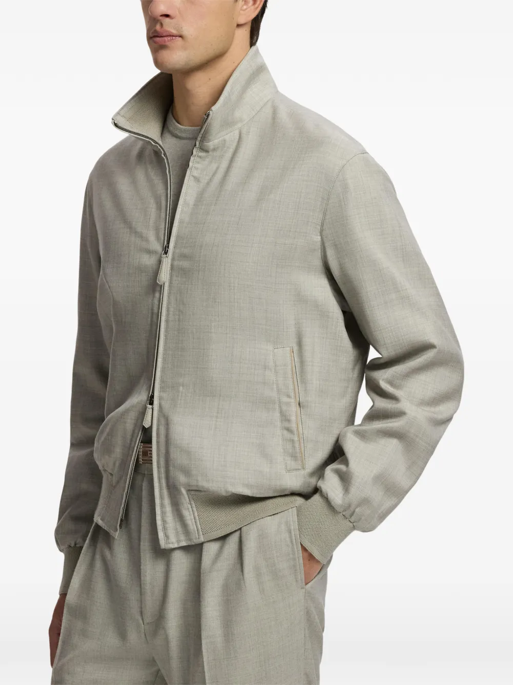 Ralph Lauren Purple Label Felton twill bomberjack Grijs