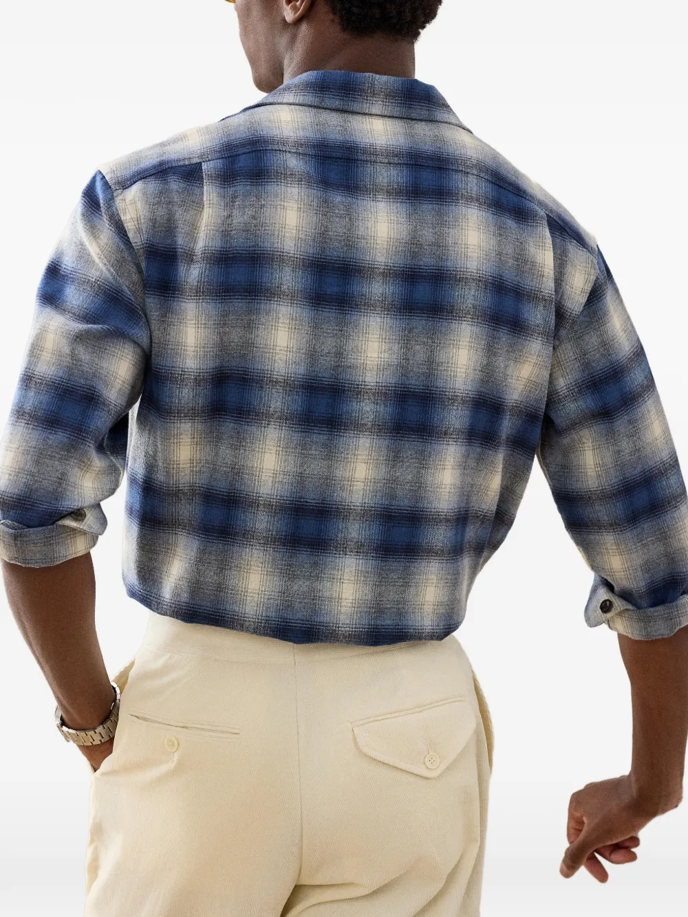 Ralph Lauren Purple Label Geruit overhemd met campkraag Blauw