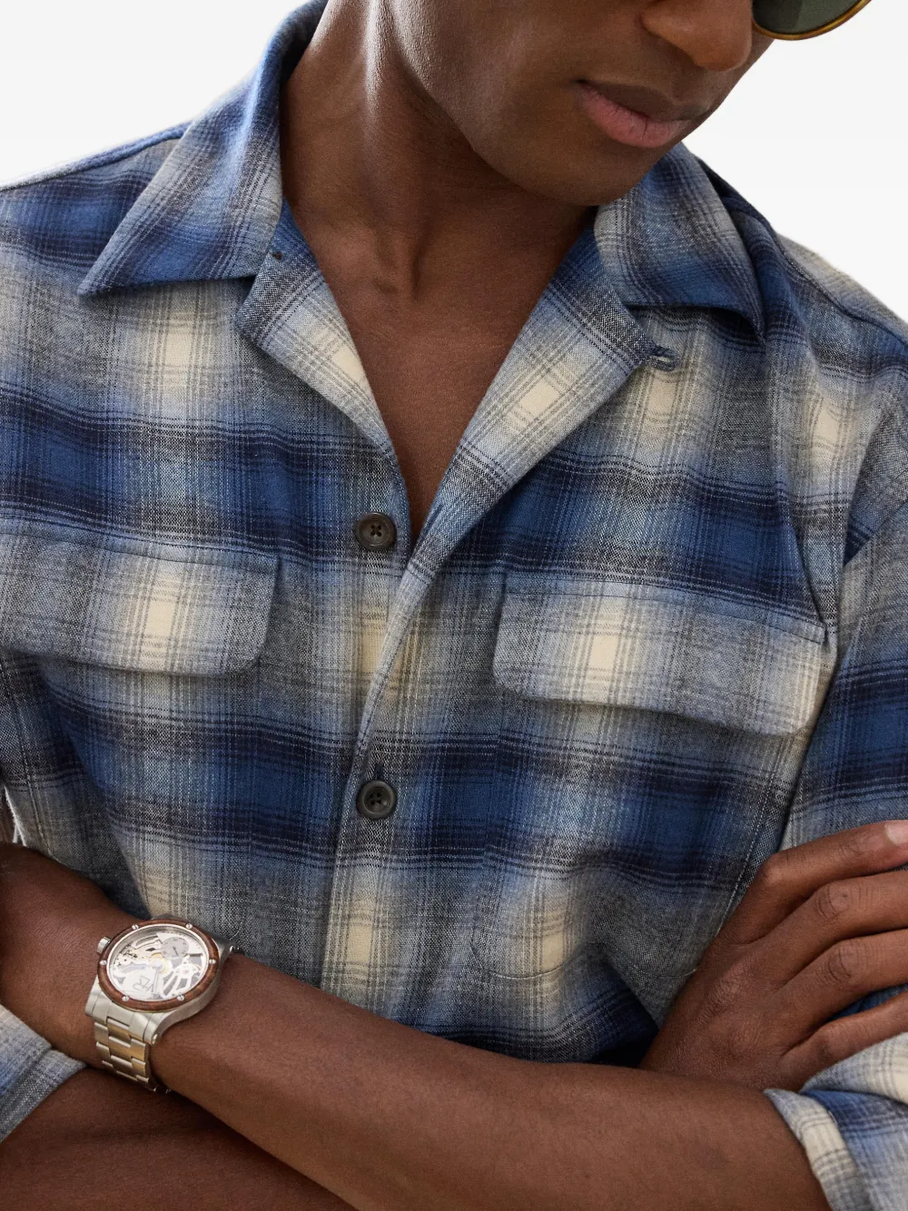 Ralph Lauren Purple Label Geruit overhemd met campkraag Blauw