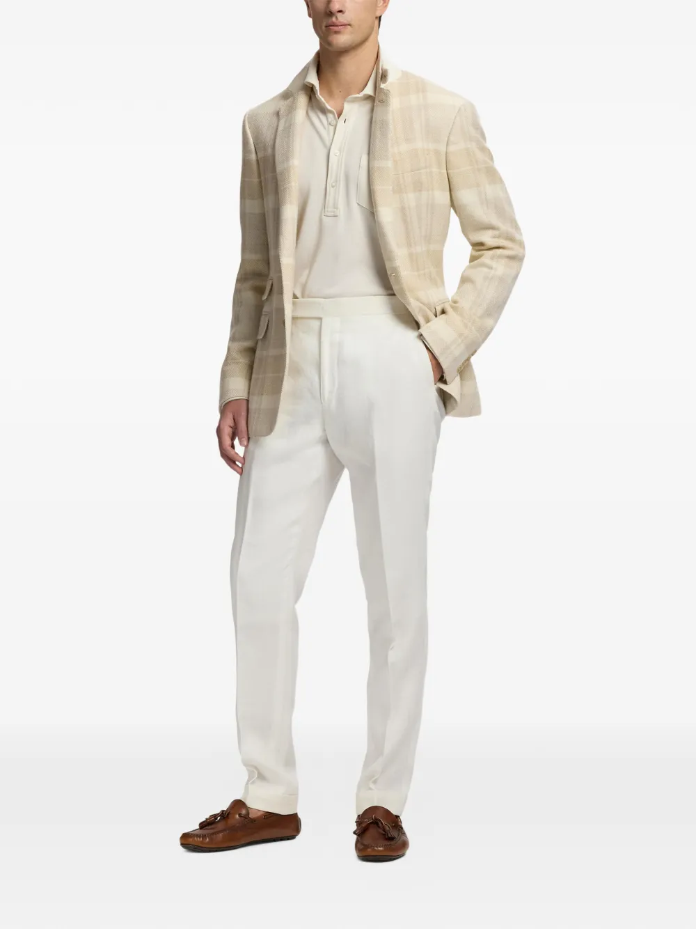 Ralph Lauren Purple Label Kent geruite blazer Beige