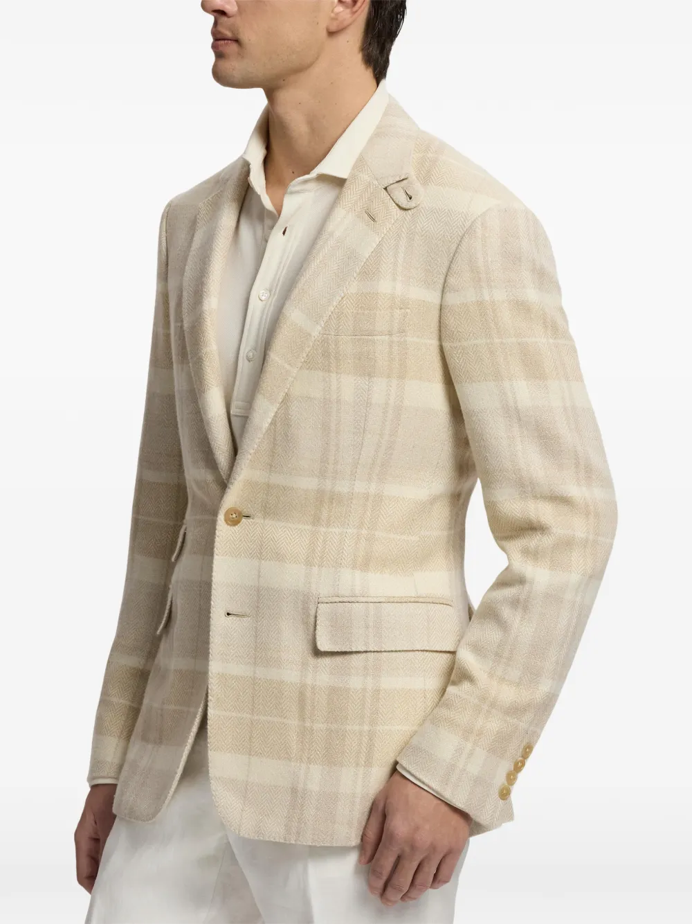 Ralph Lauren Purple Label Kent geruite blazer Beige