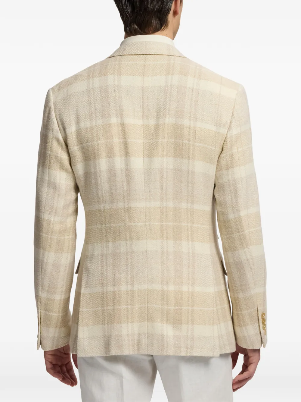 Ralph Lauren Purple Label Kent geruite blazer Beige