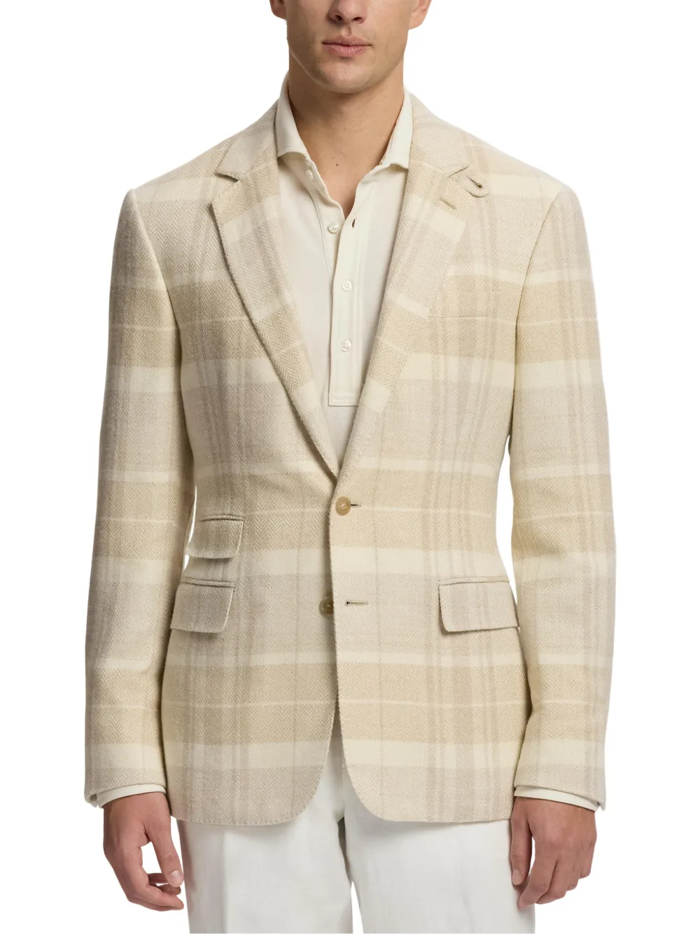 Ralph Lauren Purple Label Kent geruite blazer Beige