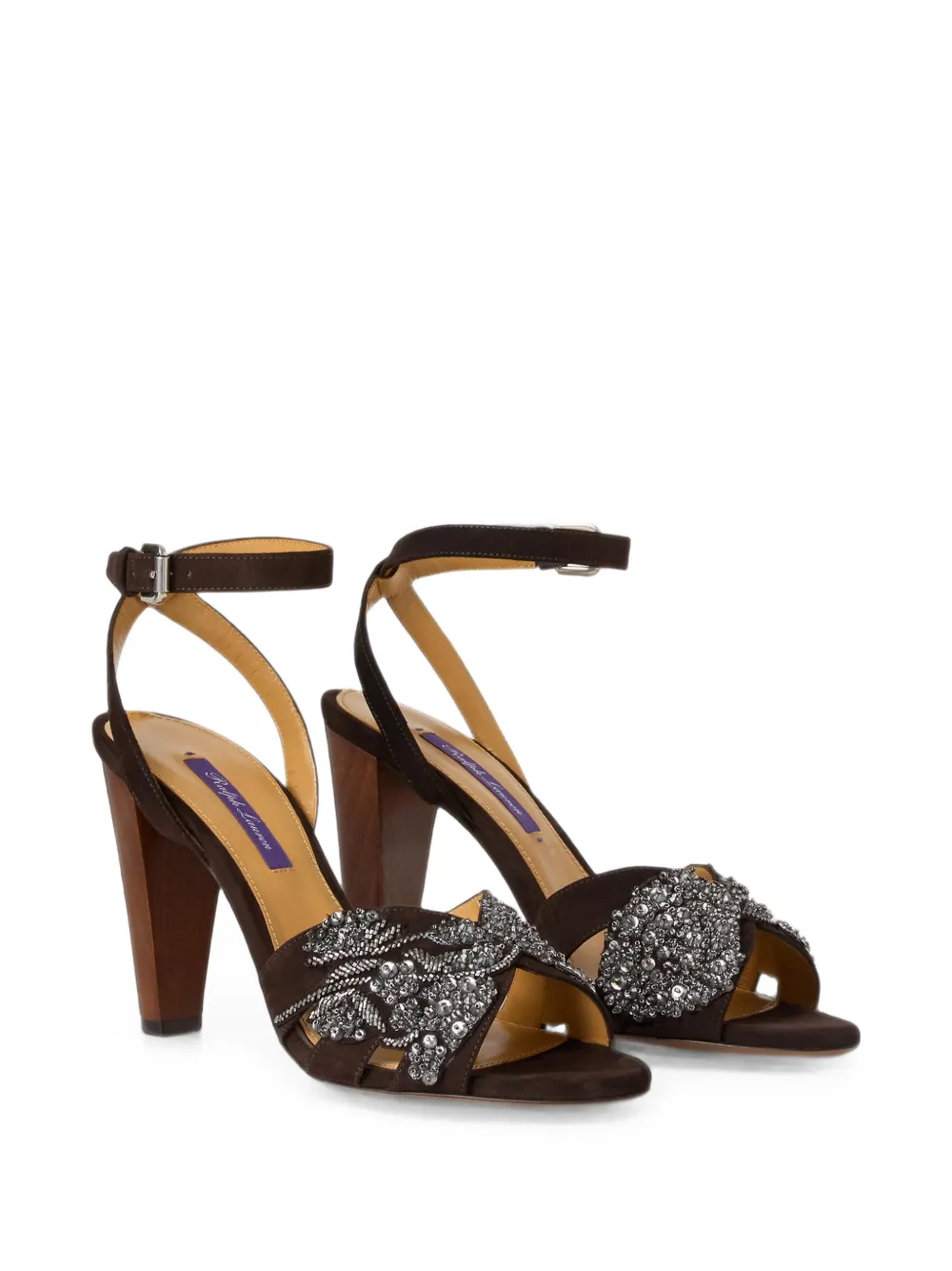 Ralph Lauren Collection Ryne bead-embroidered heeled sandals Bruin