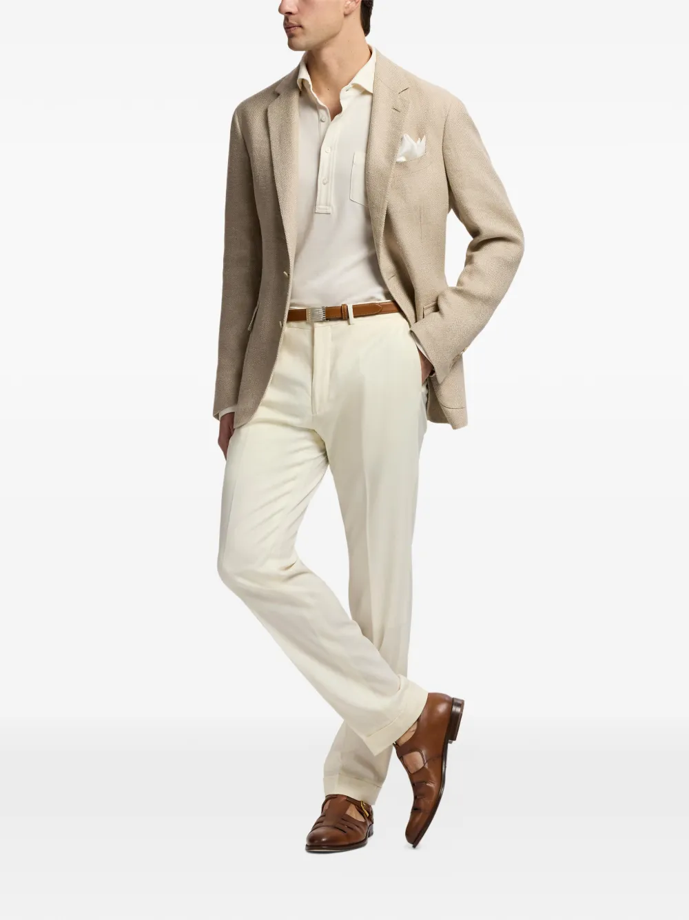 Ralph Lauren Purple Label Hadley blazer met visgraatpatroon Beige