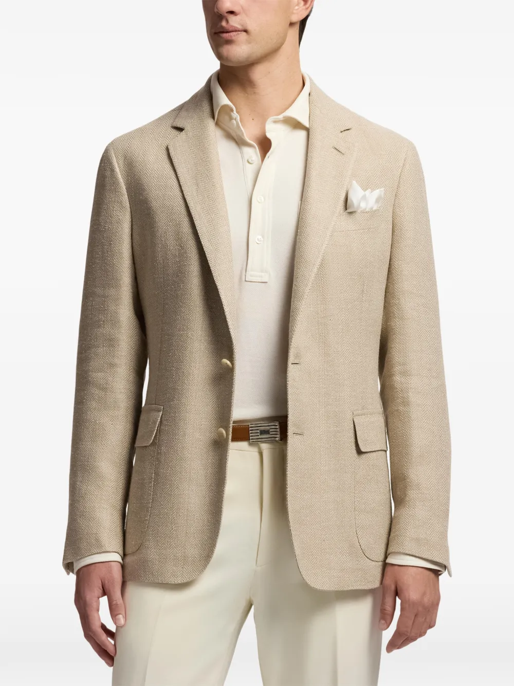 Ralph Lauren Purple Label Hadley blazer met visgraatpatroon Beige