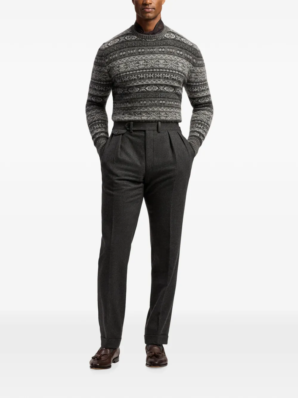 Ralph Lauren Purple Label Fair Isle trui Grijs