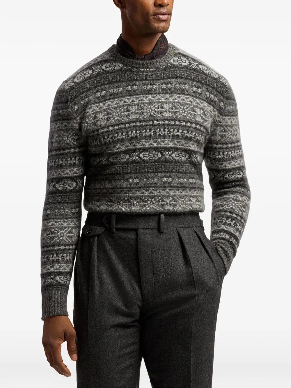 Ralph Lauren Purple Label Fair Isle trui Grijs