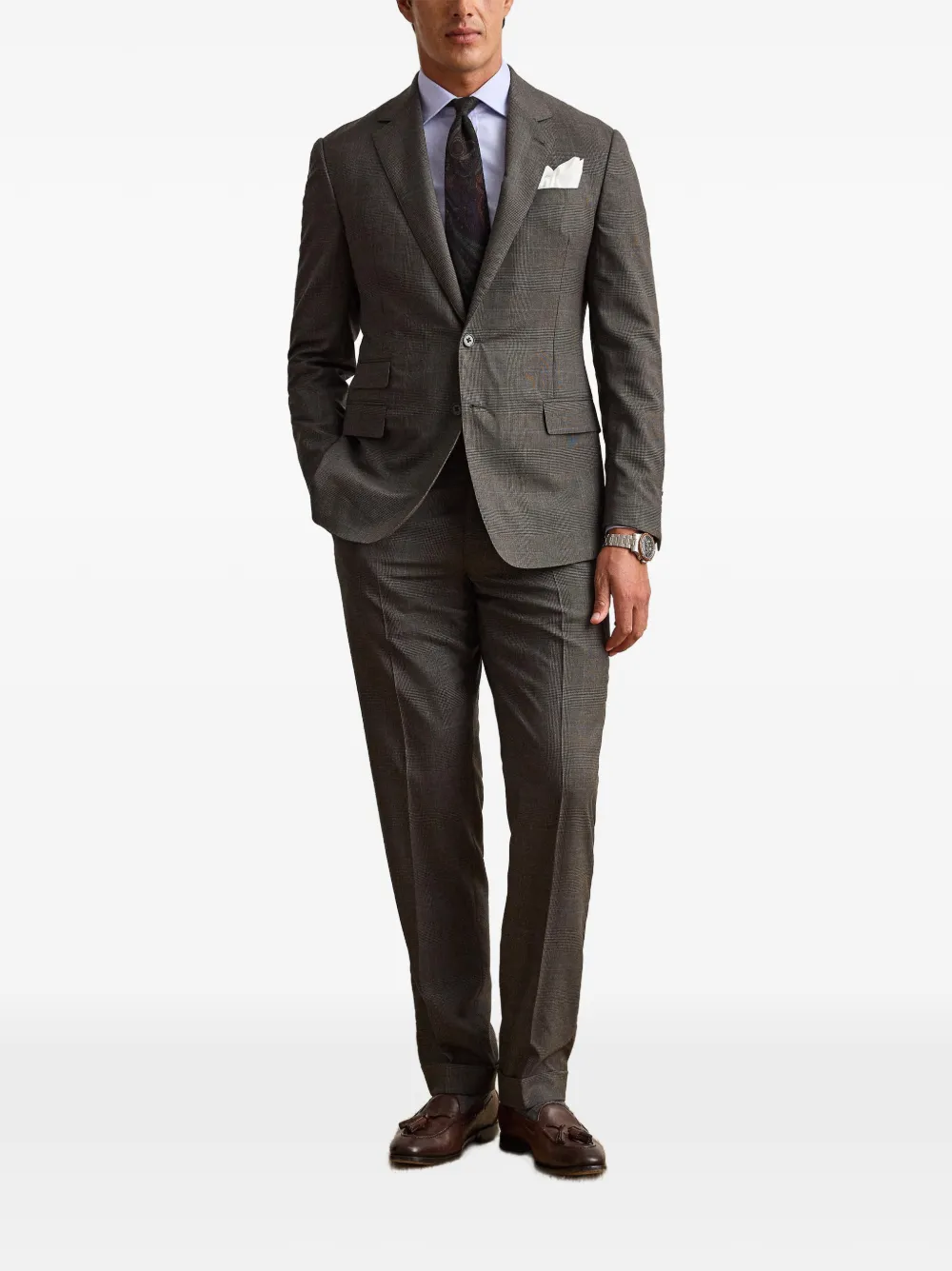 Ralph Lauren Purple Label Kent Glen plaid wool suit - Grigio