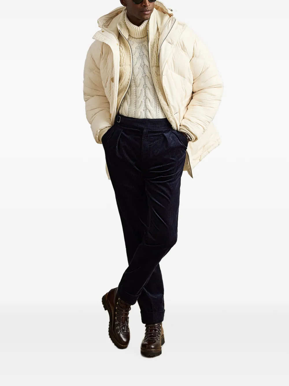 Ralph Lauren Purple Label Kabelgebreide coltrui Beige