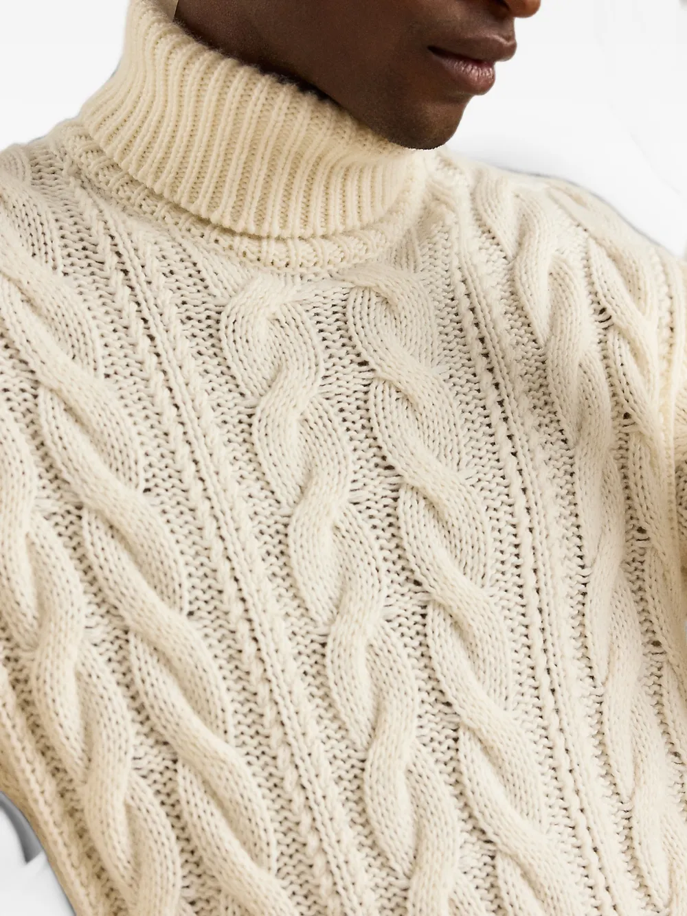 Ralph Lauren Purple Label Kabelgebreide coltrui Beige