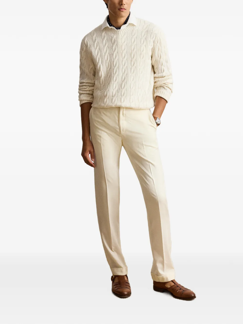 Ralph Lauren Purple Label Kabelgebreide trui Beige