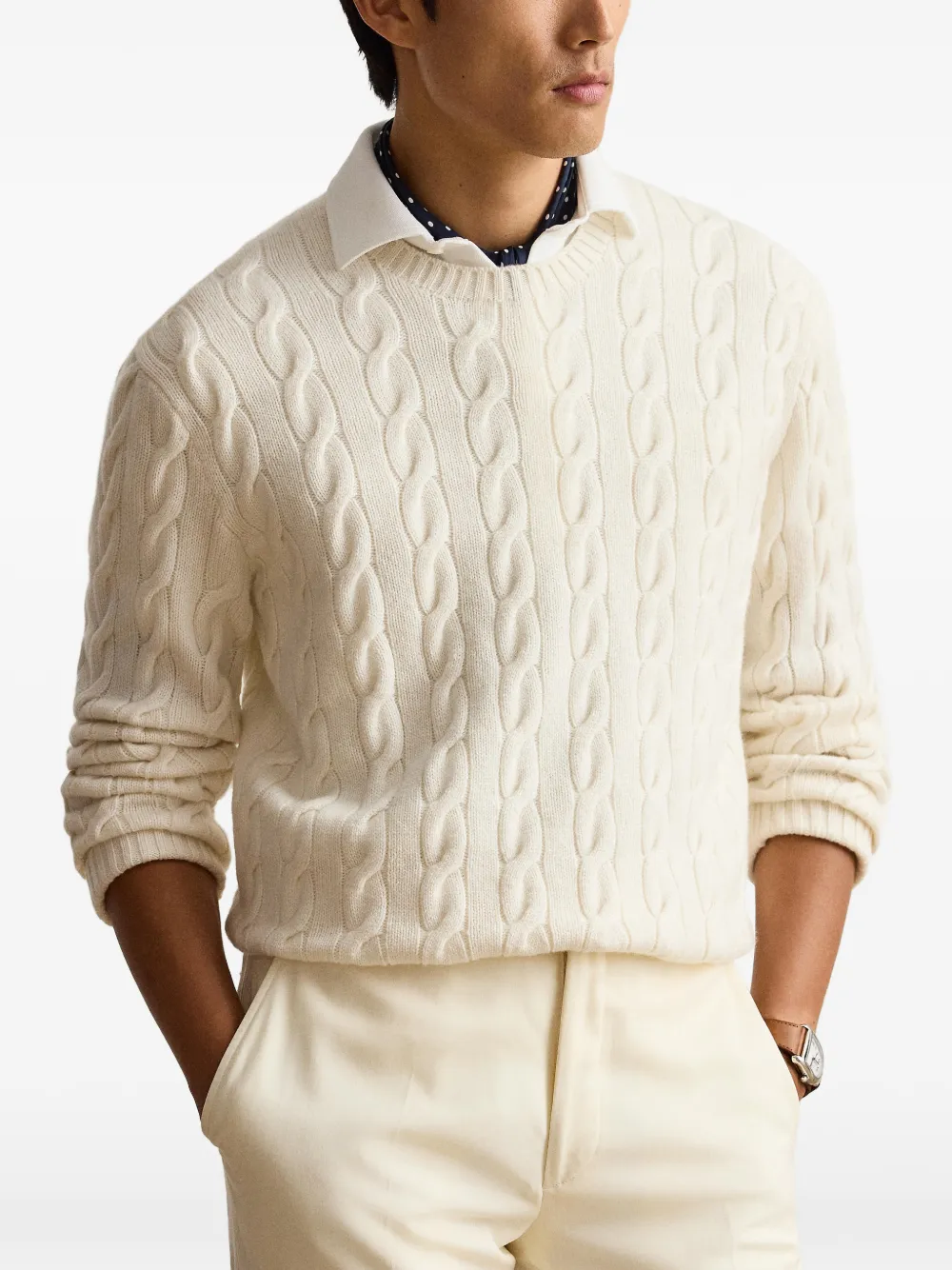 Ralph Lauren Purple Label Kabelgebreide trui Beige