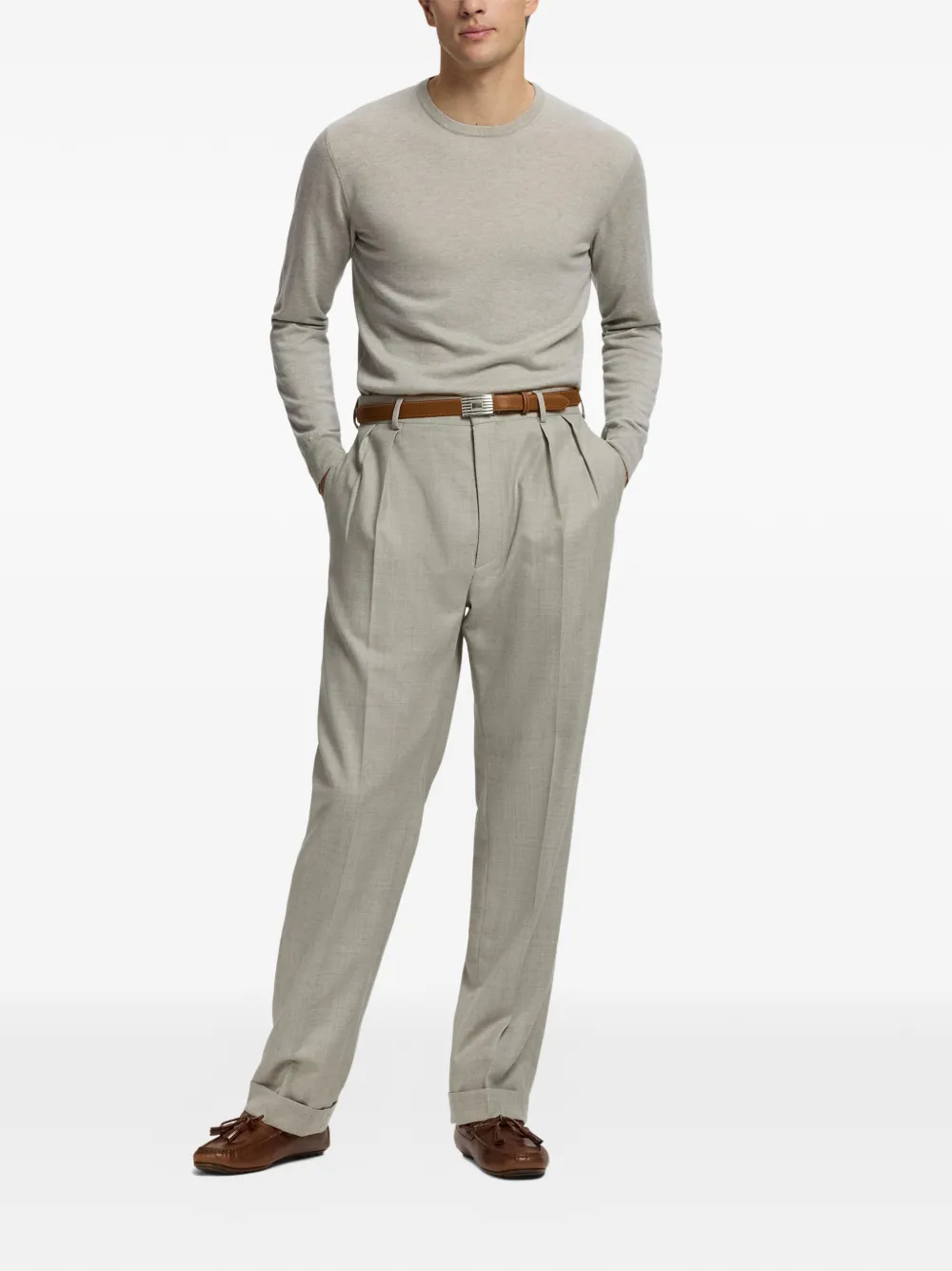 Ralph Lauren Purple Label Gregory wollen plooibroek Grijs