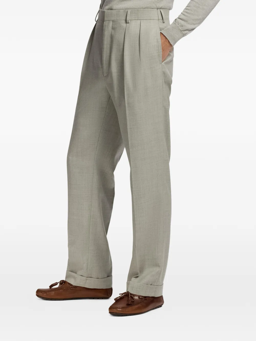 Ralph Lauren Purple Label Gregory wollen plooibroek Grijs