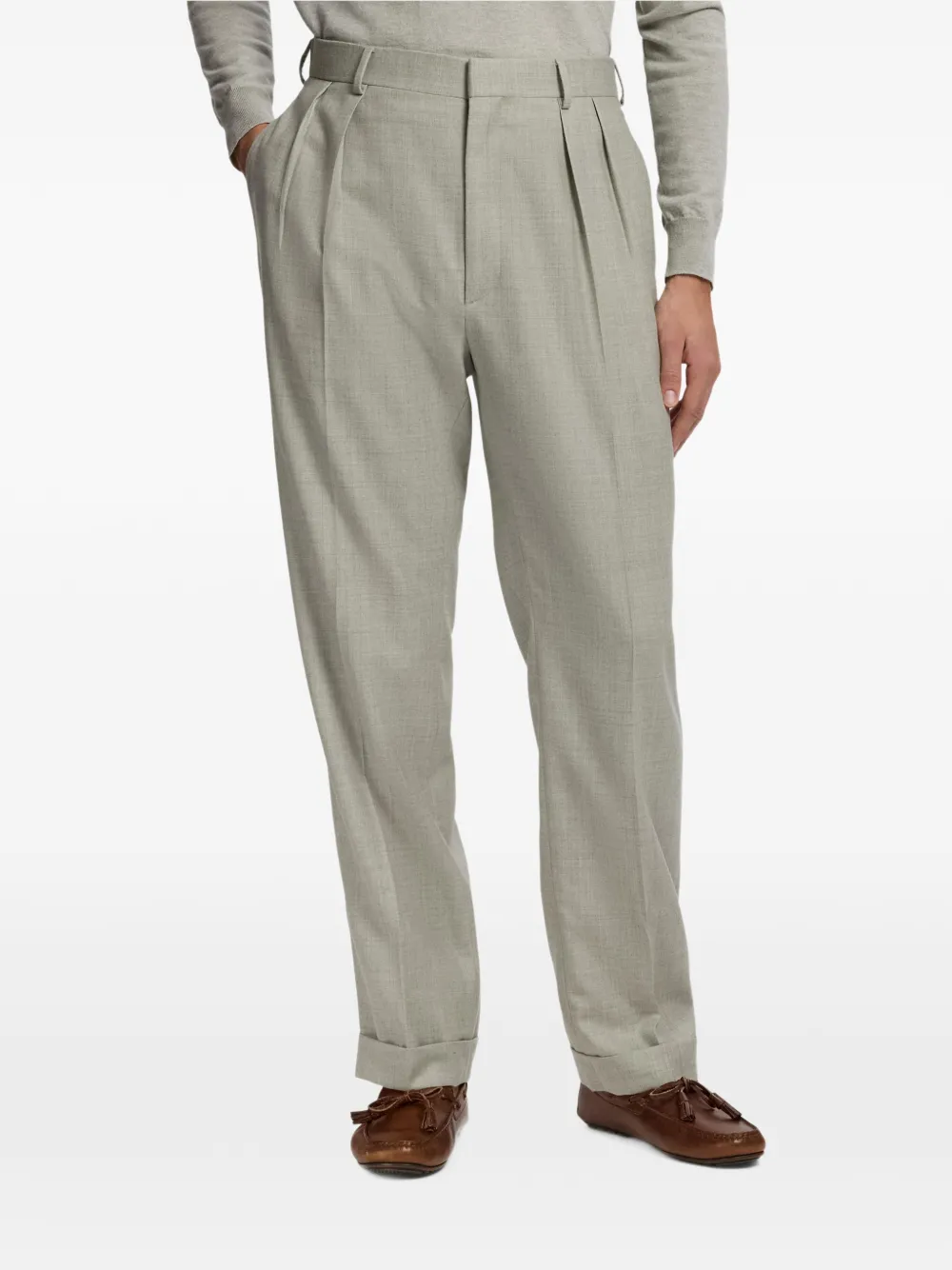 Ralph Lauren Purple Label Gregory wollen plooibroek Grijs