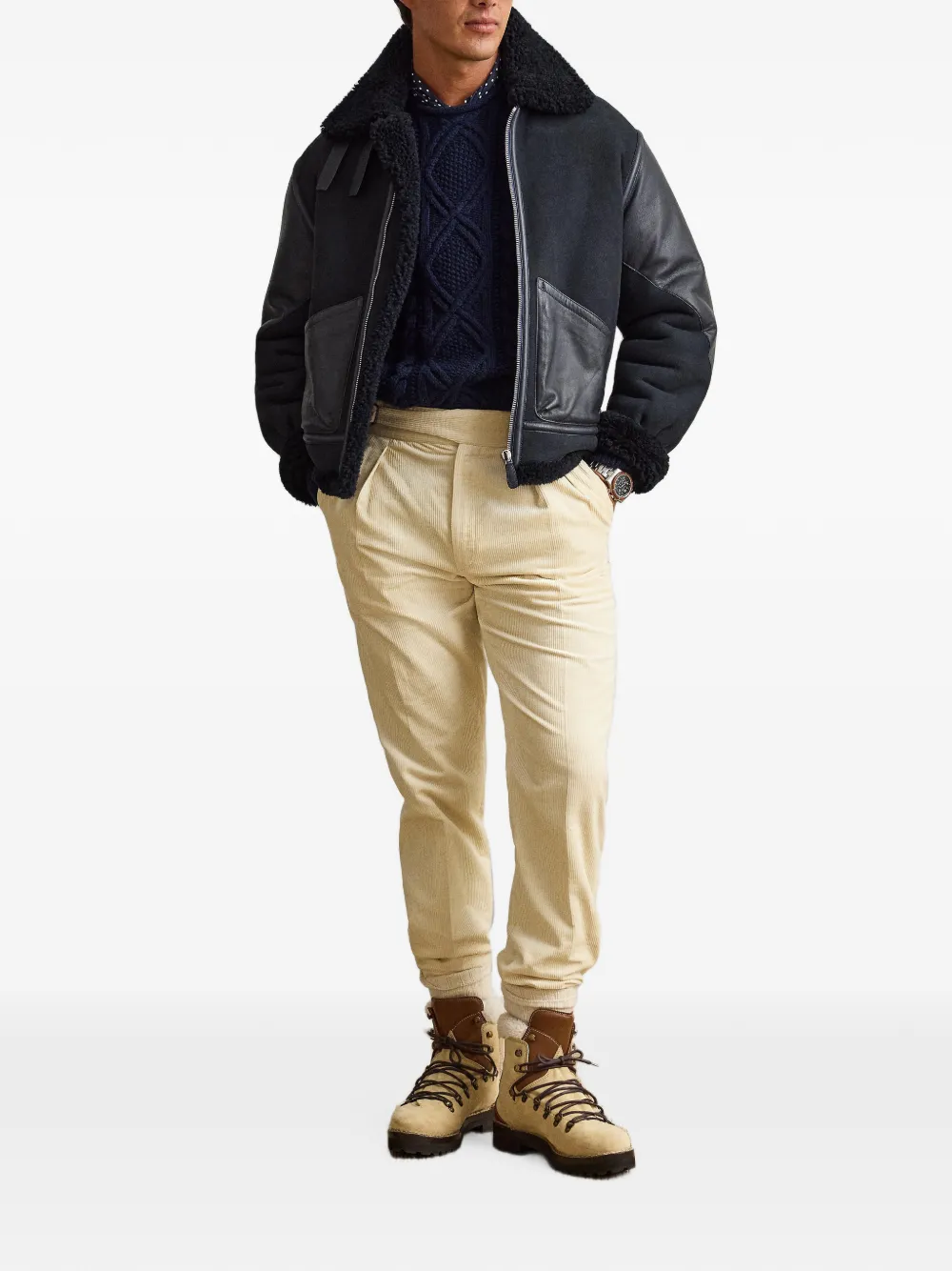 Ralph Lauren Purple Label Kabelgebreide coltrui Blauw