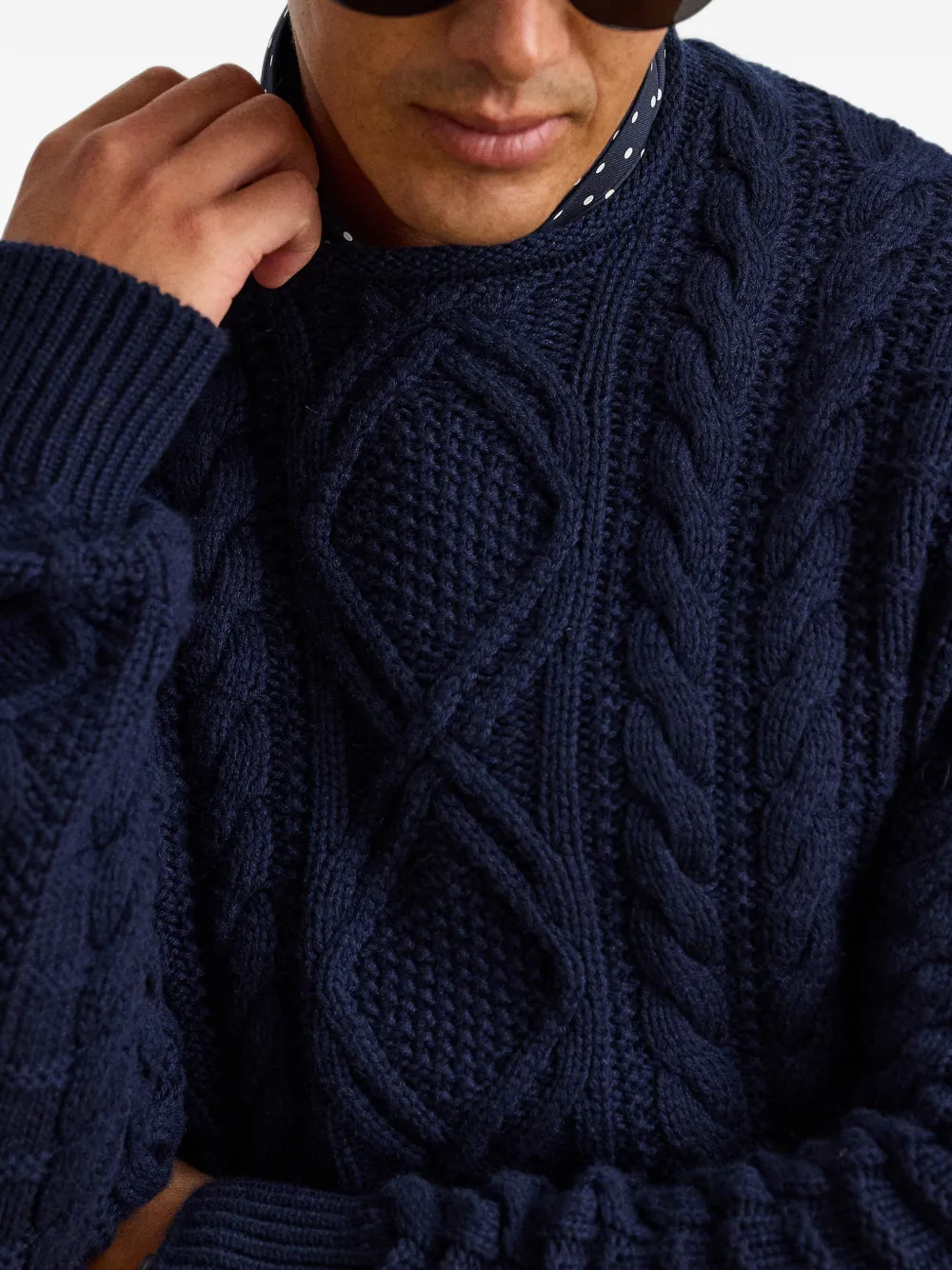 Ralph Lauren Purple Label Kabelgebreide coltrui Blauw