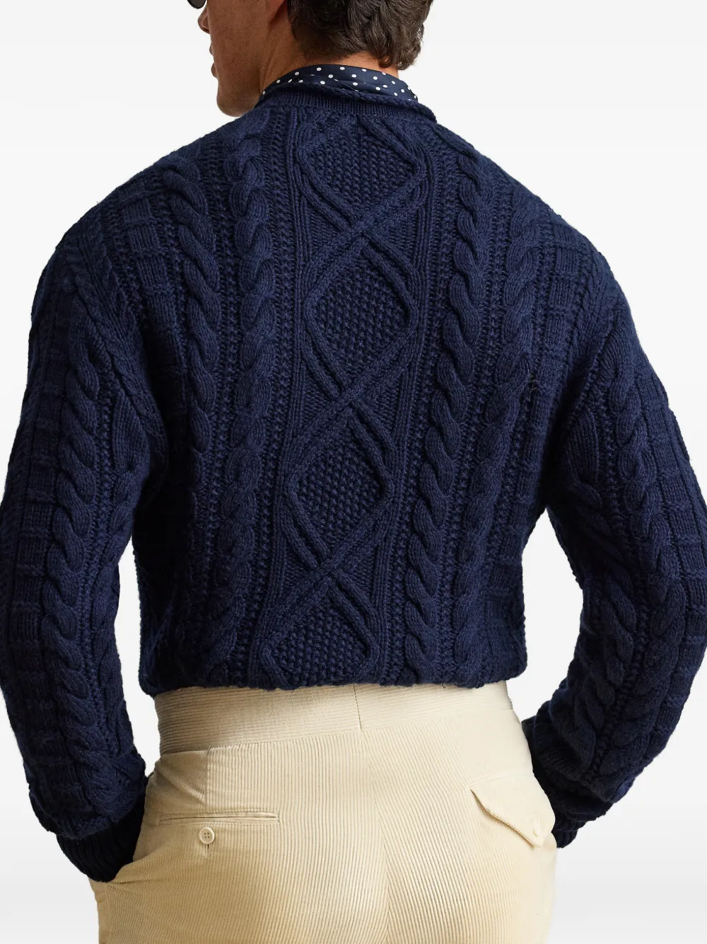 Ralph Lauren Purple Label Kabelgebreide coltrui Blauw