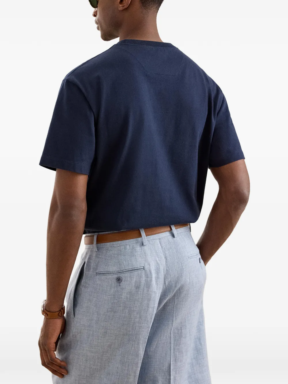 Ralph Lauren Purple Label T-shirt met geborduurde zak Blauw