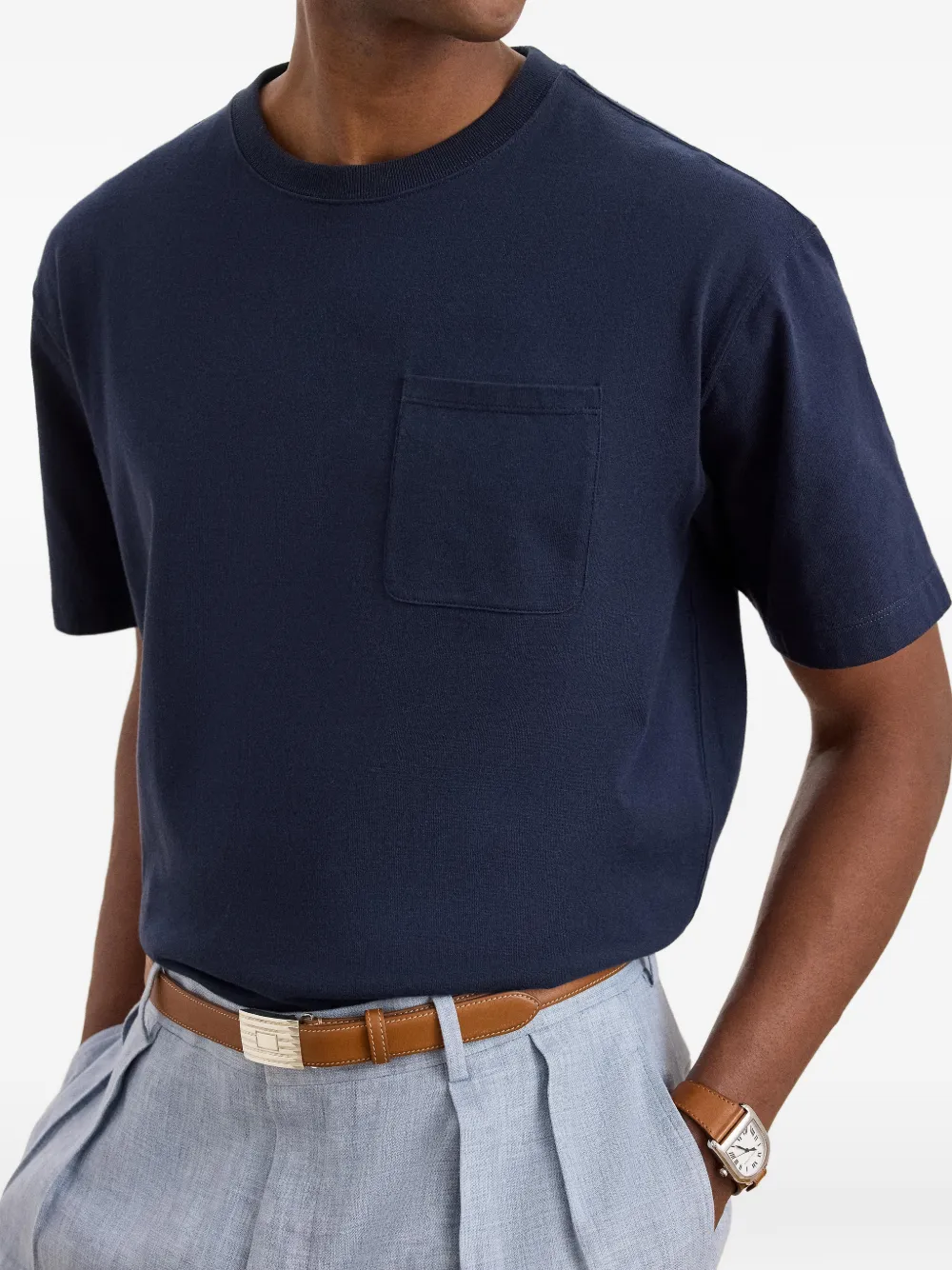 Ralph Lauren Purple Label T-shirt met geborduurde zak Blauw
