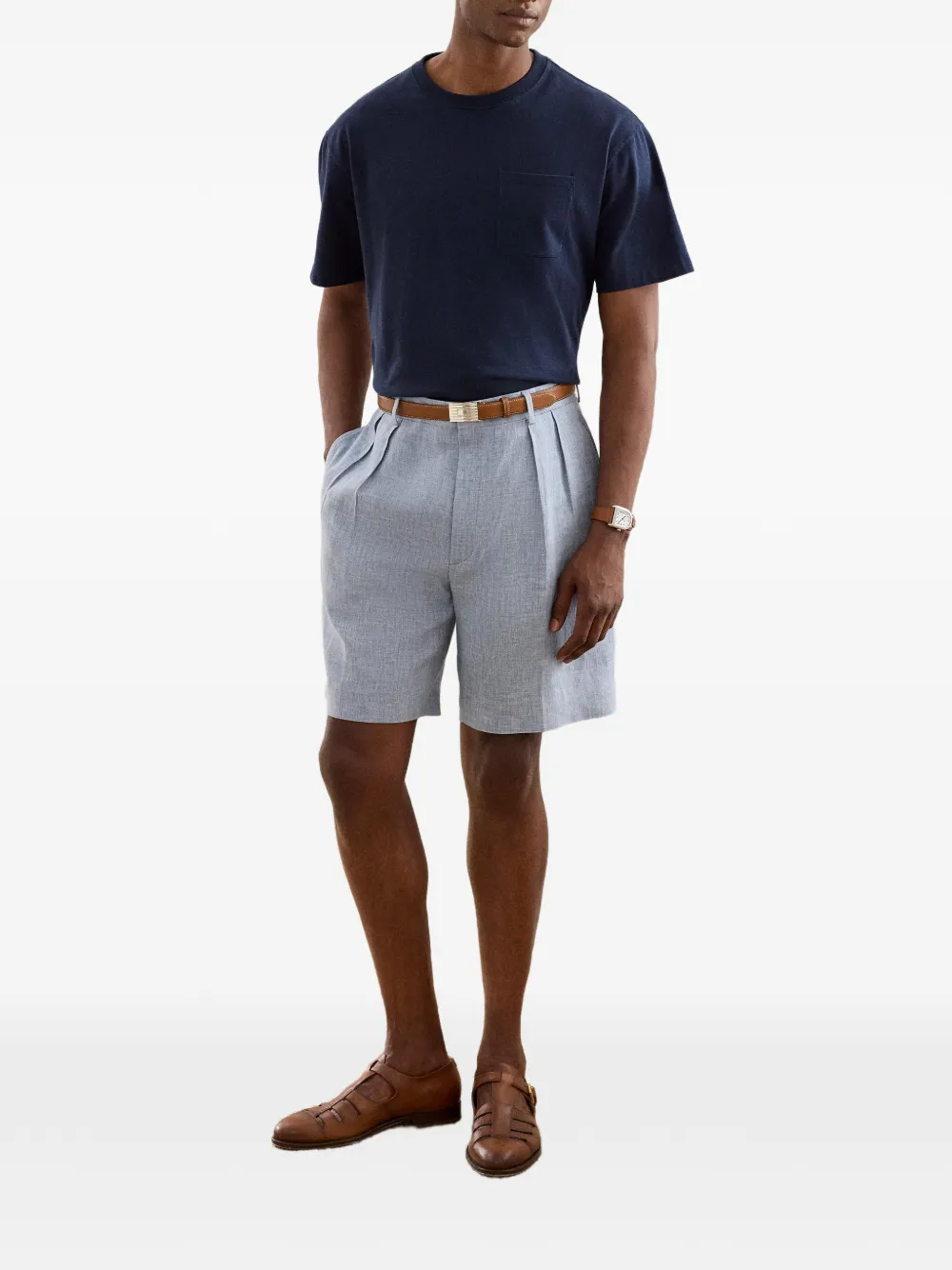 Ralph Lauren Purple Label T-shirt met geborduurde zak Blauw