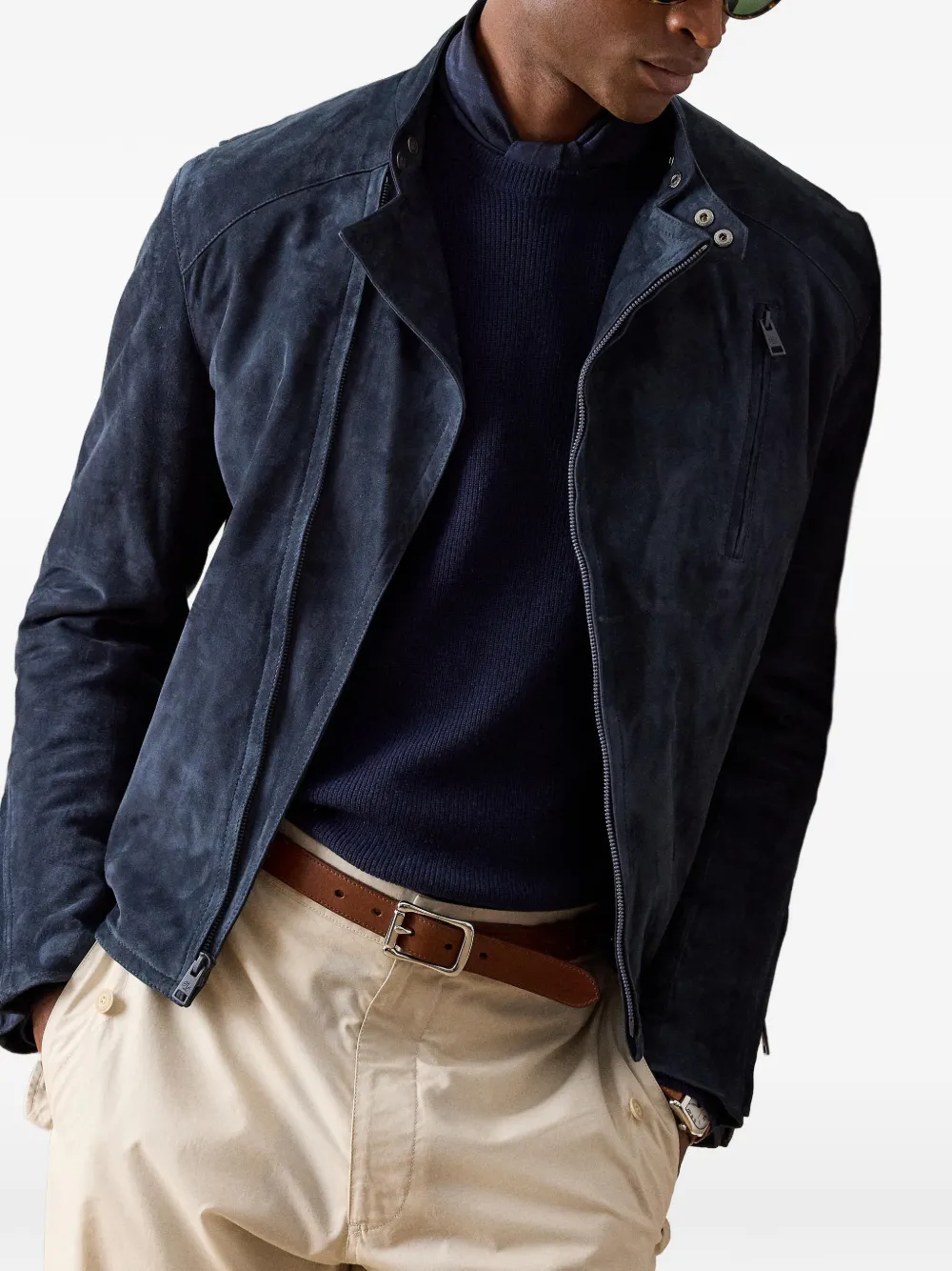 Ralph Lauren Purple Label Moto suède jack Blauw