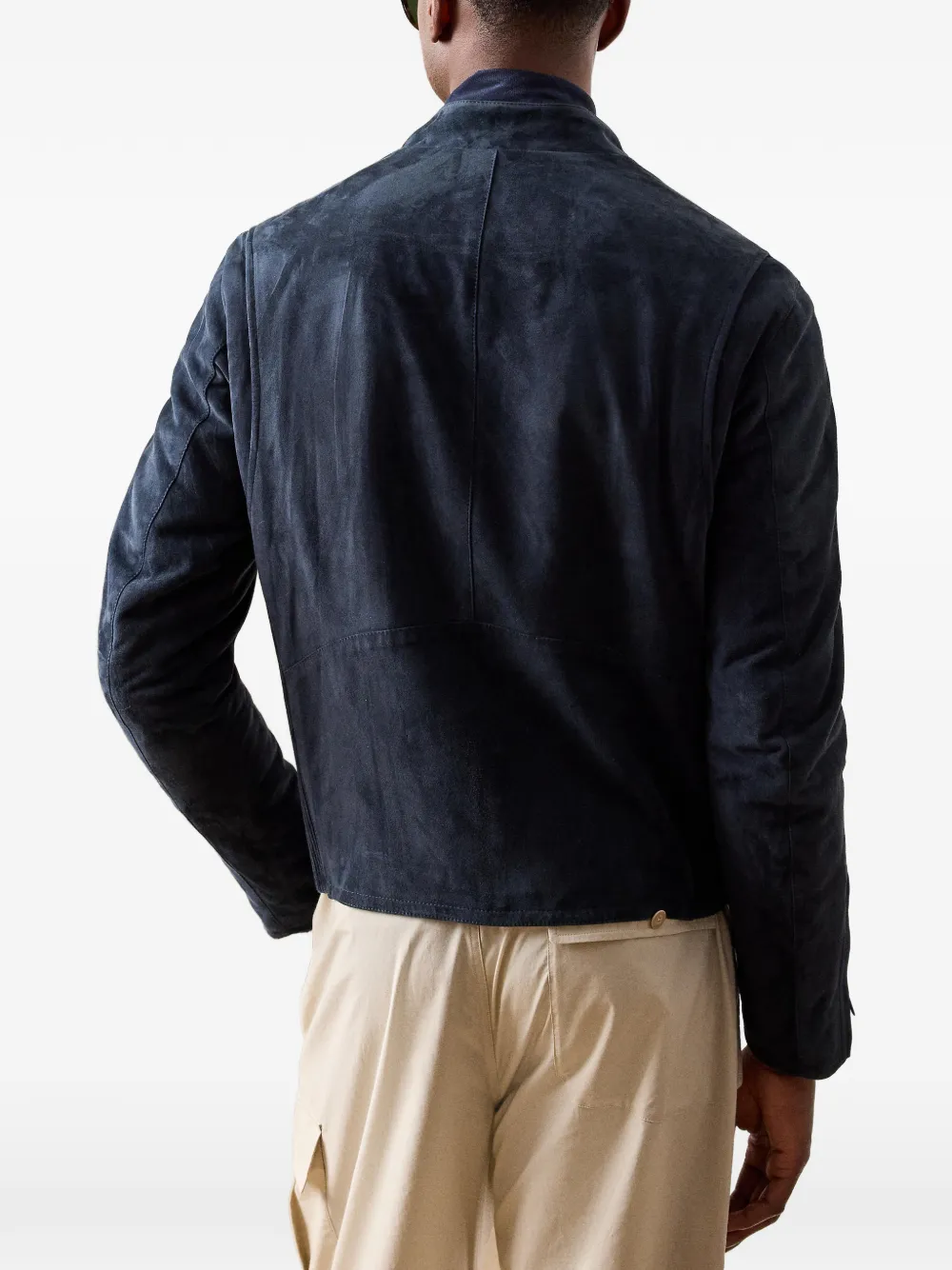 Ralph Lauren Purple Label Moto suède jack Blauw