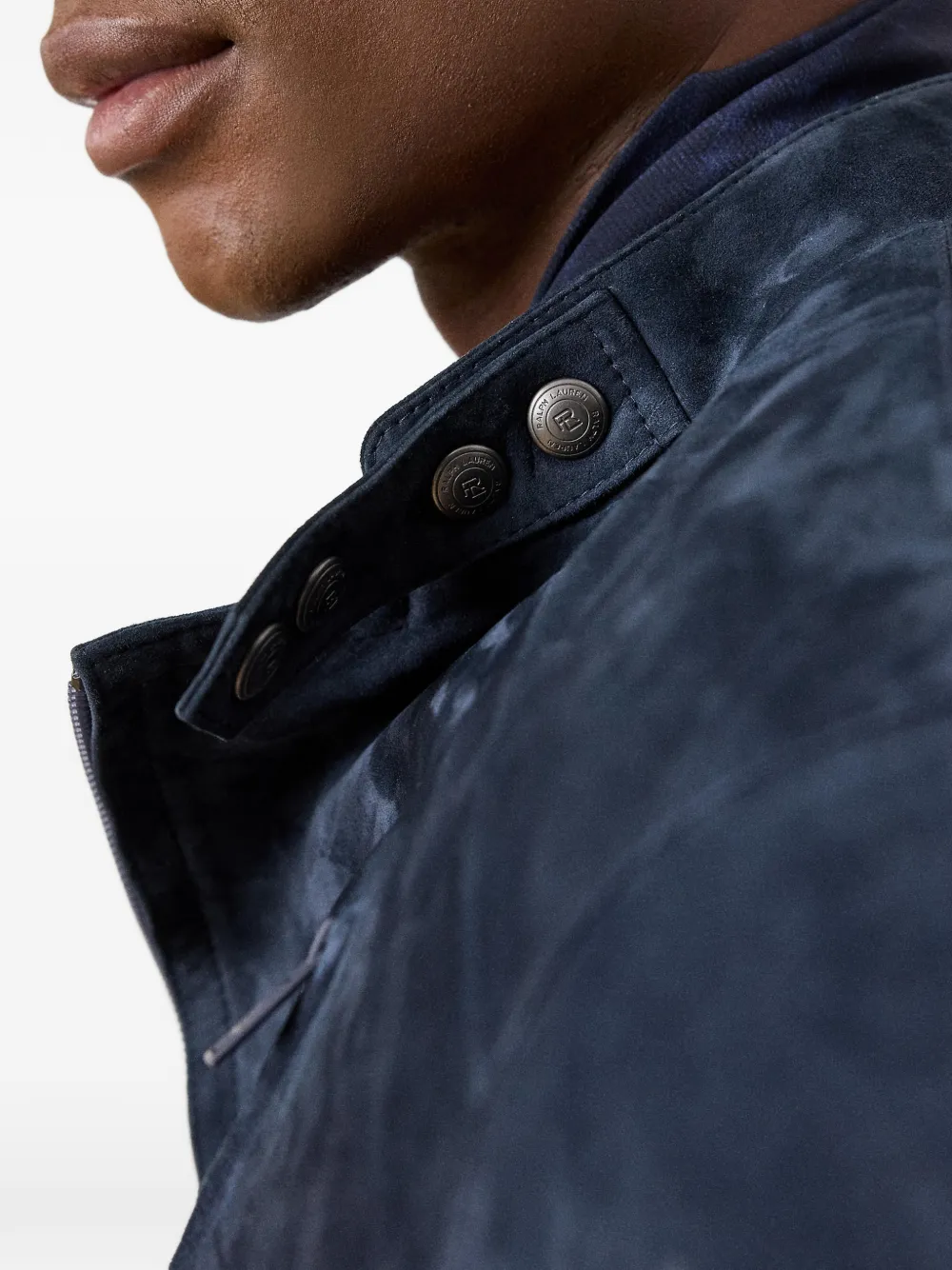Ralph Lauren Purple Label Moto suède jack Blauw