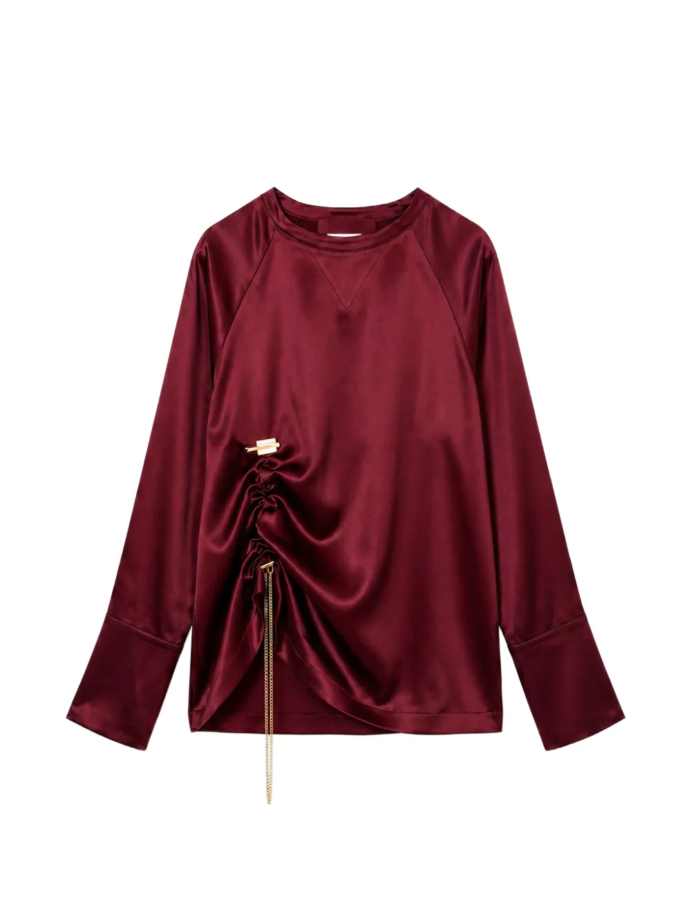 Danamé satin-finish ruched blouse and trousers set - Rosso