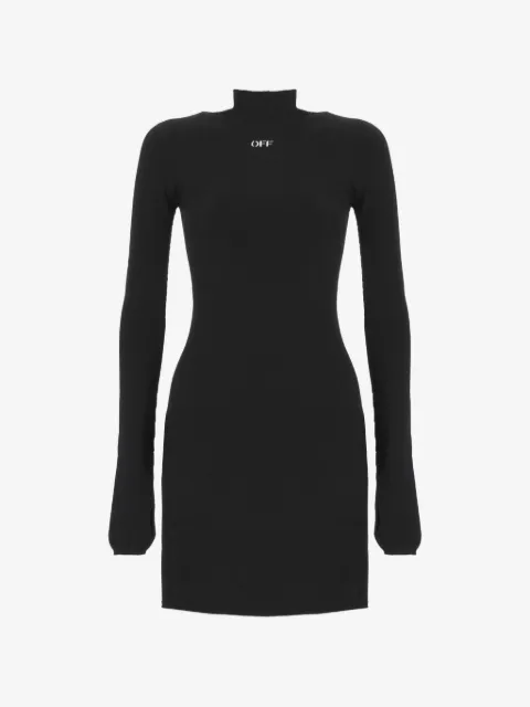Off-White Stehkragen-Midikleid mit Logo-Print