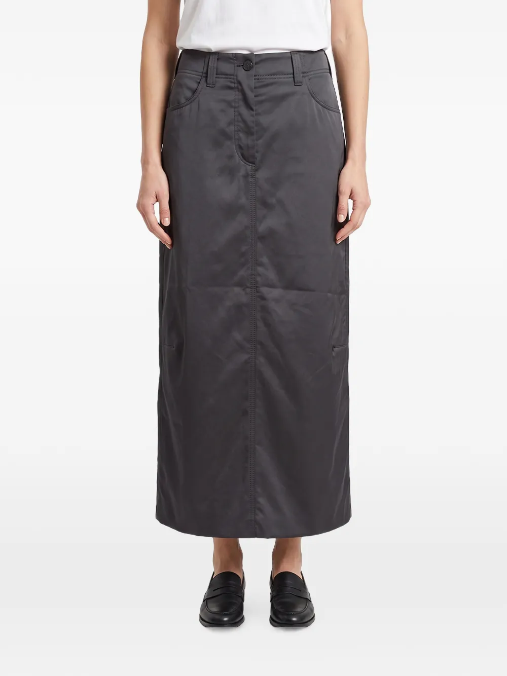 Brunello Cucinelli back-slit maxi straight skirt Grijs