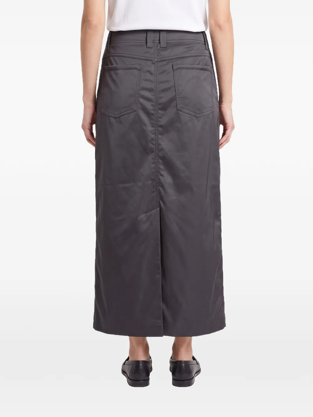 Brunello Cucinelli back-slit maxi straight skirt Grijs