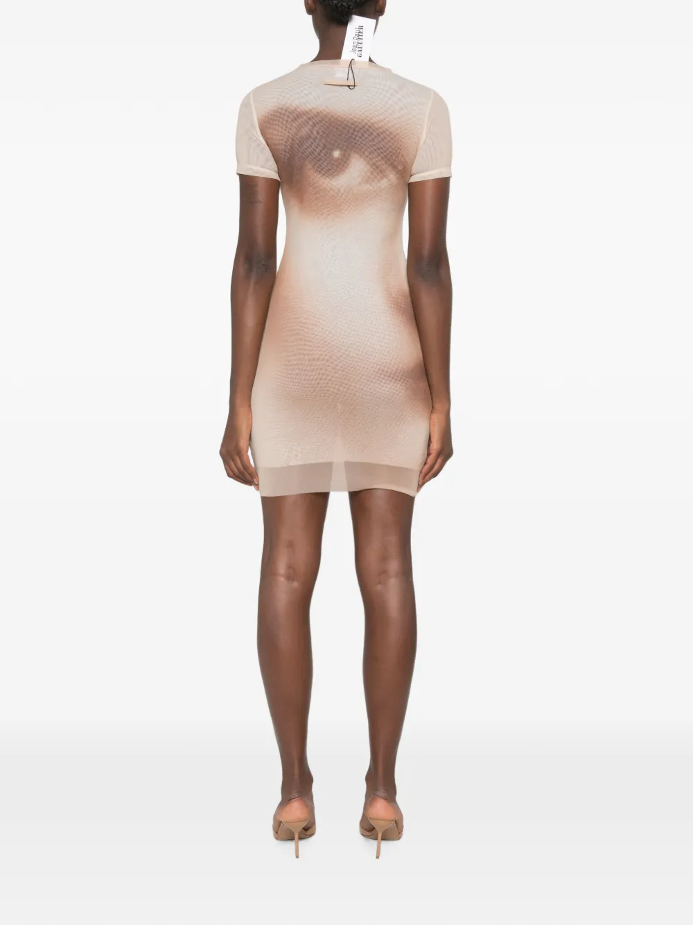 Jean Paul Gaultier Mini-jurk met ronde hals en korte mouwen Beige