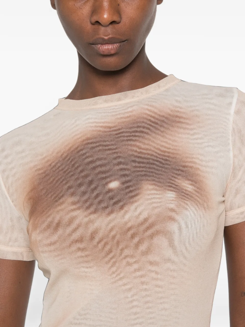 Jean Paul Gaultier Mini-jurk met ronde hals en korte mouwen Beige