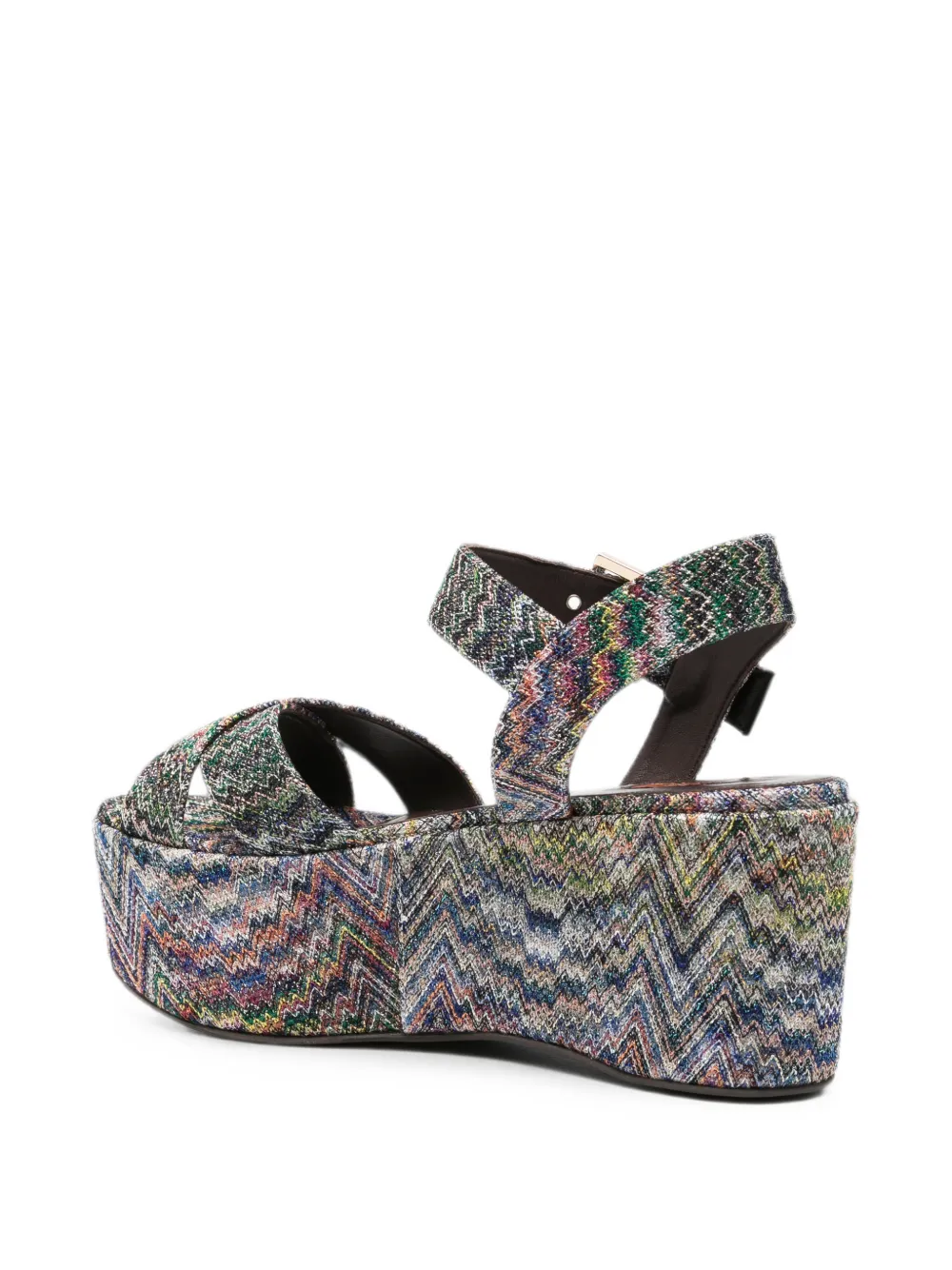 Missoni zigzag-knit platform sandals Blauw