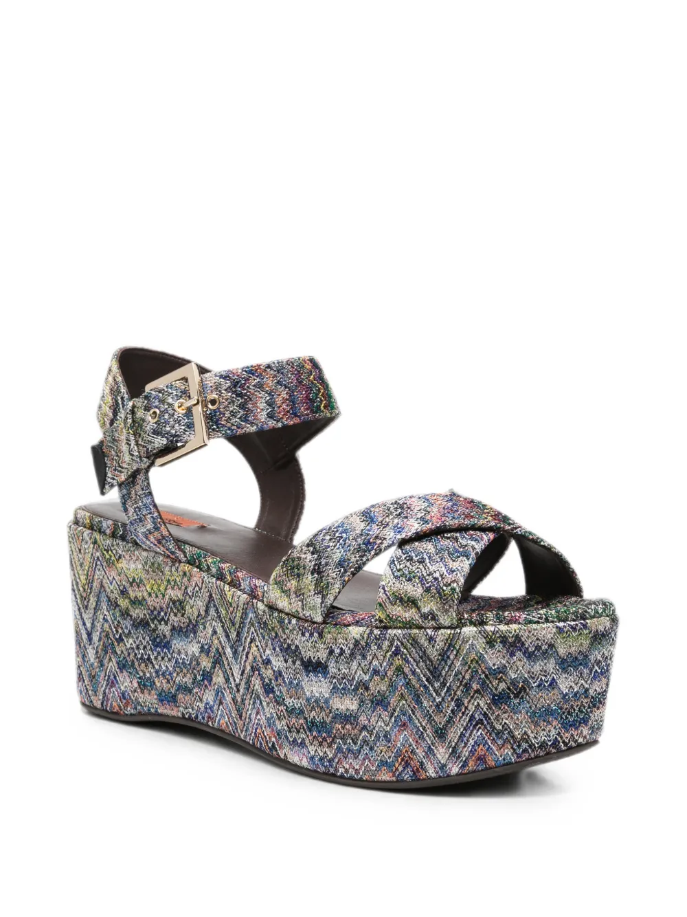 Missoni zigzag-knit platform sandals Blauw