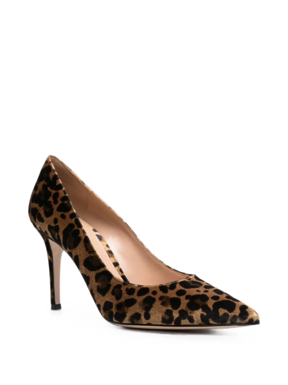 Gianvito Rossi Gianvito leopard-print velvet heeled pumps Bruin