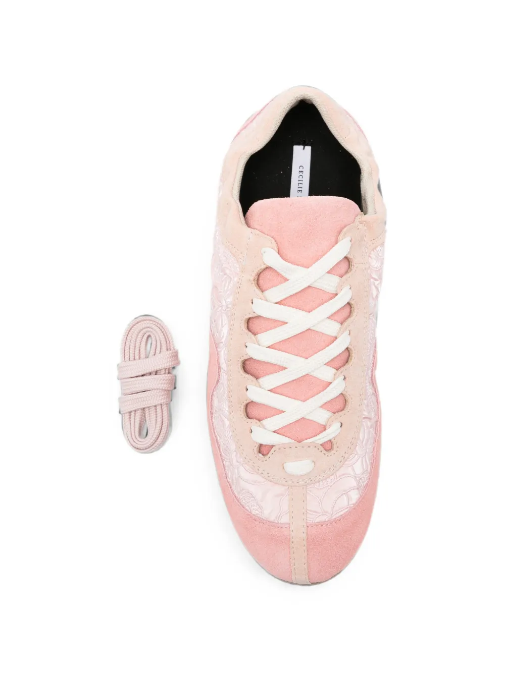 Cecilie Bahnsen Blaise Windflower-embroidered suede sneakers Roze