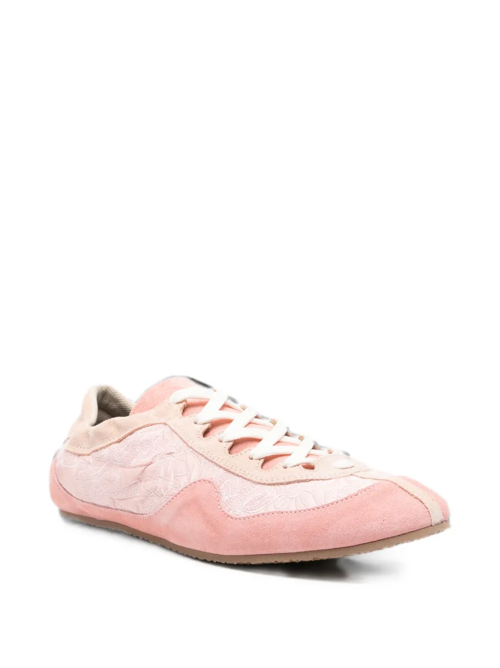 Cecilie Bahnsen Blaise Windflower-embroidered suede sneakers Roze