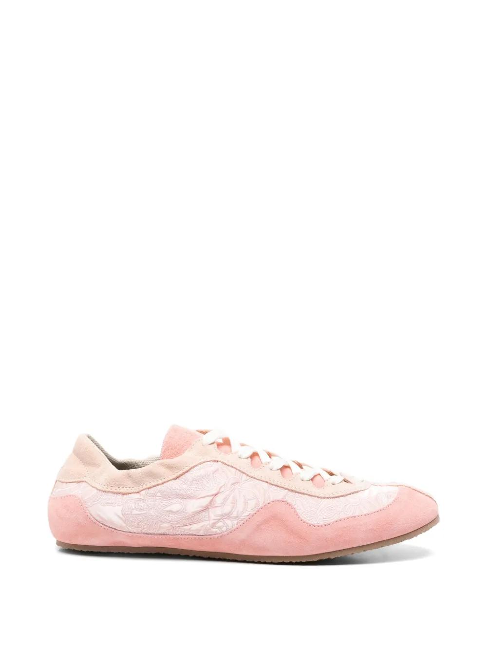 Cecilie Bahnsen Blaise Windflower-embroidered suede sneakers Roze