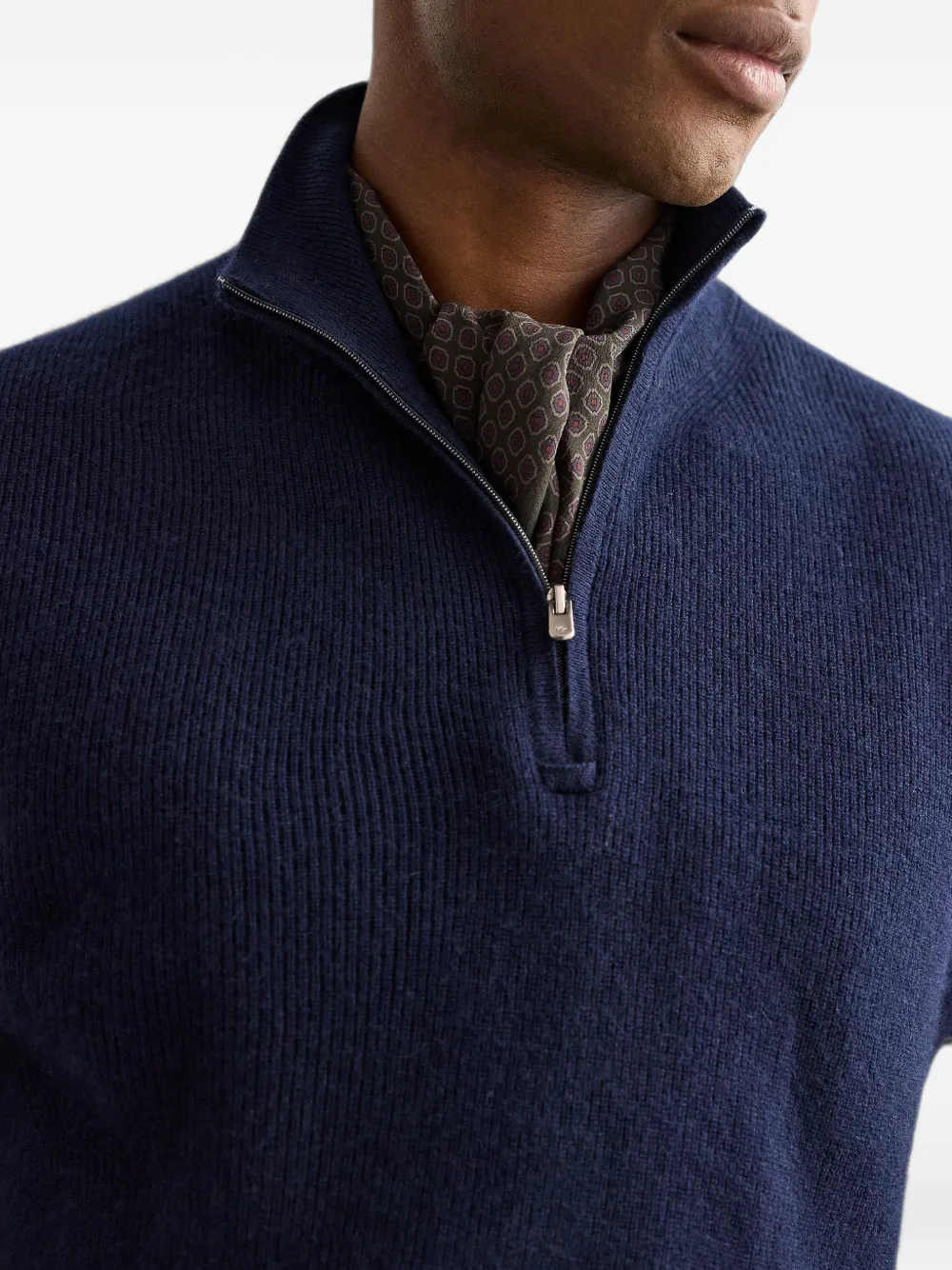 Ralph Lauren Purple Label half-zip cashmere sweater Blauw