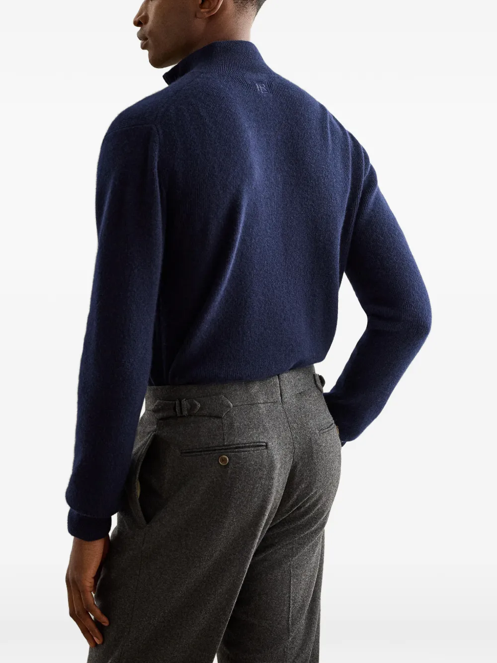 Ralph Lauren Purple Label half-zip cashmere sweater Blauw
