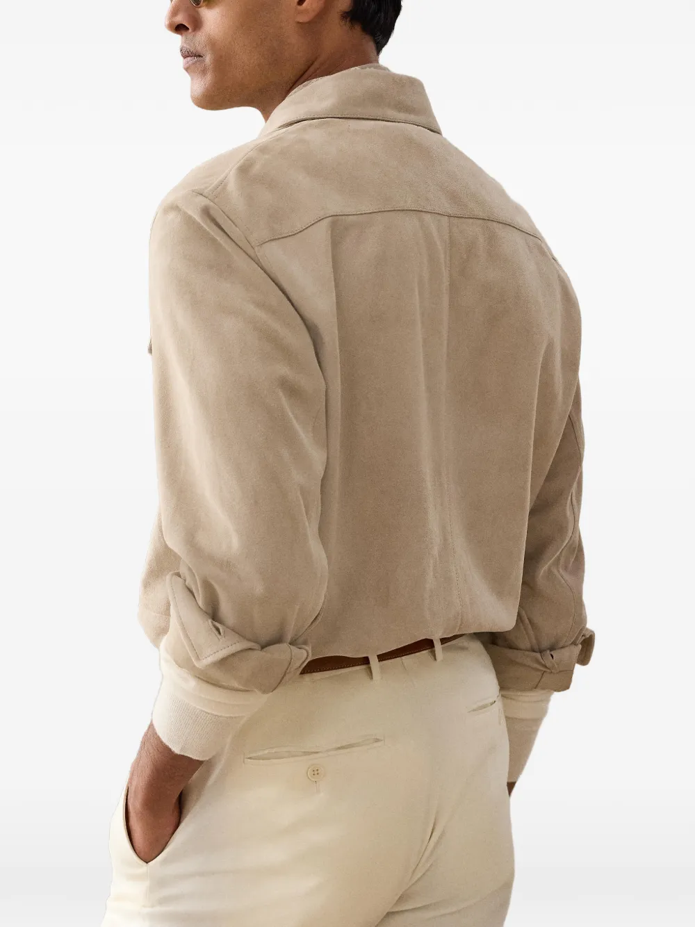 Ralph Lauren Purple Label Purple Label suède jack met cargo zak Beige